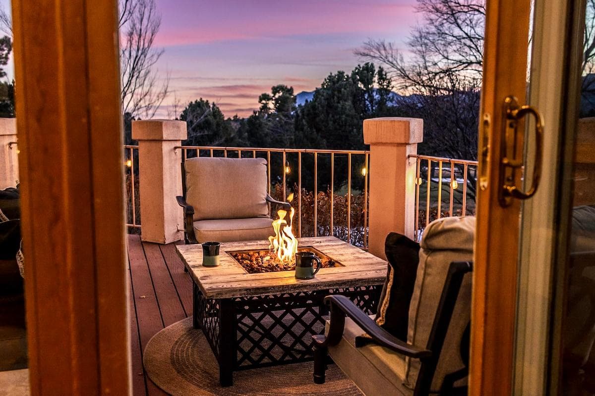 Incredible views from the sweeping deck! Enjoy cool evenings by the fire table. 

Photos by Chris and Pam Daniele